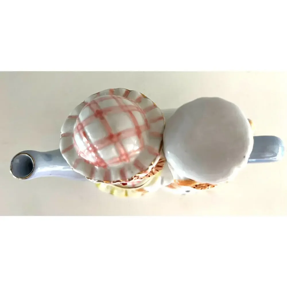 Vintage Kitchy Porcelain Mr & Mrs Owl Teapot Kitchen Stovetop Decor Collectible